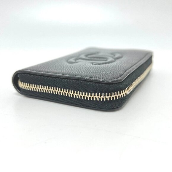 CHANEL AP4658 CC Mark Zip coin purse Long Wallet Caviar Leather Unused - Picture 5 of 9